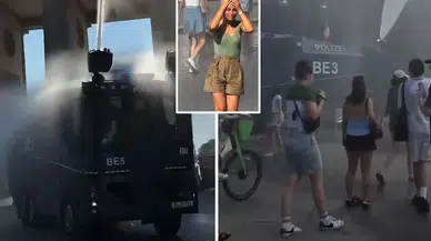 Berlin polisinden aşırı sıcaklara karşı TOMA'lı çözüm: Vatandaşlar serinledi