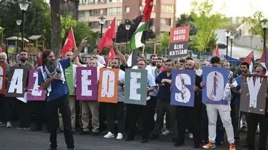 Ankara'da dikkat çeken Gazze protestosu! Netanyahu kuklasıyla gösteri yaptılar
