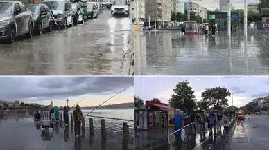 İstanbul'da sağanak başladı: Yollar göle döndü