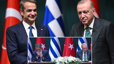 Miçotakis Cumhurbaşkanı Erdoğan'ın yanında yaptığı hareketle tepki çekti