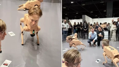 Böyle sergi görülmedi: Elon Musk ve Bezos’un yüzü köpek robot gövdelerinde