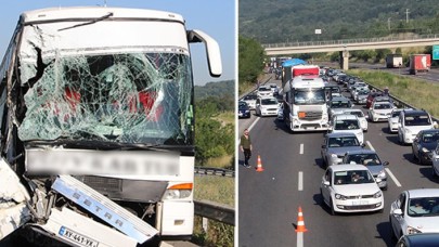 TEM'de feci kaza... Kilometrelerce araç kuyruğu oluştu