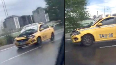 Yer: İstanbul... Kaputu açık ilerleyen taksiyi görenler şoke oldu