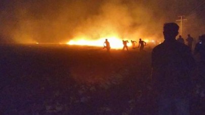 Tarım arazisine düşen yıldırım,  10 bin dönüm ekini kül etti