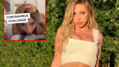 Koronavirüse meydan okuyan kadın,  klozeti yaladı!