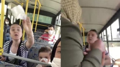 Halk otobüsüne maskesiz binen kadın kendisini uyaranlara saldırdı