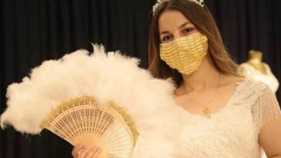 Gelinler için altın işlemeli maske üretildi: Fiyatı dudak uçuklatıyor!