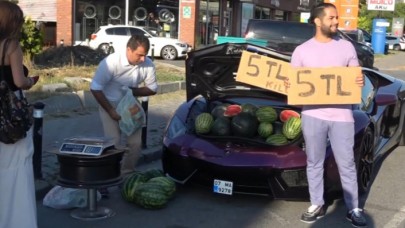 Lamborghini marka aracıyla karpuz satmıştı: Men edildi