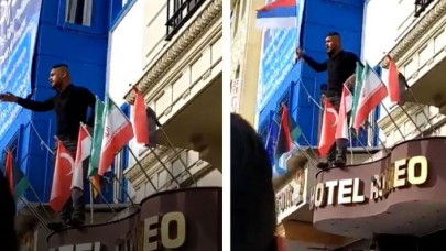 Yer: İstanbul! Suriyeliler oteldeki bayrakları indirdi!