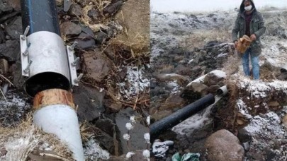 Boruya odun tıkayıp ilçeyi susuz bıraktılar
