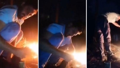 Sosyal medyada infial yarattı: Boğazını kesip ateşe attı: 'Cinler alemine adak adadım'