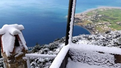 Bodrum'a kar yağdı