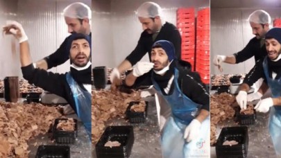 Hazır döner paketleyen iki çalışanın skandal görüntüsü herkesi ayağa kaldırdı!