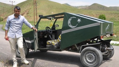 Hurda malzemeden benzinli araç yaptı