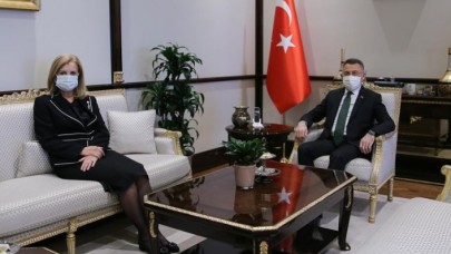 Cumhurbaşkanı Yardımcısı Oktay,  KKTC Bayındırlık ve Ulaştırma Bakanı Canaltay'ı kabul etti