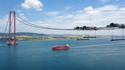 1915 Çanakkale Köprüsü inşaatında askı halatlarının montajına başlandı