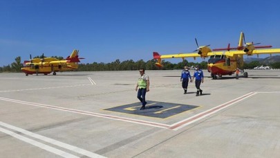 İspanya'nın 2 yangın uçağı 27 pilotla Dalaman'a geldi: Hemen yangın bölgesine havalandılar