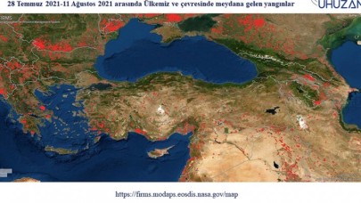 Yanan 85 bin futbol sahası büyüklüğündeki alan uzaydan görüntülendi