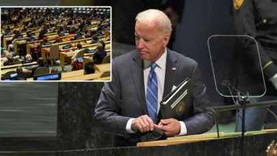 BM Genel Kurulu'nda açıklamalarda bulundu: Biden konuşurken salonda dikkat çeken görüntü!