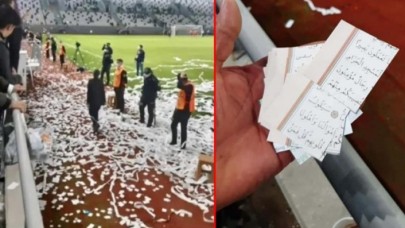 Ordu'daki futbol karşılaşmasında büyük skandal! Kuran-ı Kerim sayfalarını kesip konfeti yaptılar