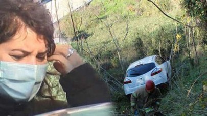 Kağıthane'de fren yerine gaza basan sürücü Pelin Gündoğdu,  otomobiliyle ağaçlık alana uçtu!