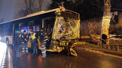 Beşiktaş'ta İETT otobüsü asırlık çınar ağacına çarptı