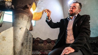 Evine düşen roketin kalıntısından soba yaptı