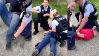 Yer Almanya: Yerde yatan 13 yaşındaki Emirhan Altıntaş,  başındakiler de Alman polisi! Büyük tepki