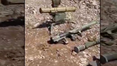 Teröristlerin saklandıkları mağaralarda komandolar İsveç yapımı tanksavar silahı AT-4 ele geçirdi