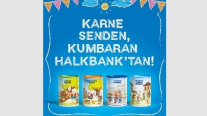 Halkbank’a karnesini getiren çocuklara kumbara hediye