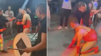 Bursa'da düğünde damada kadın iç çamaşırı giydirip,  tasma taktılar