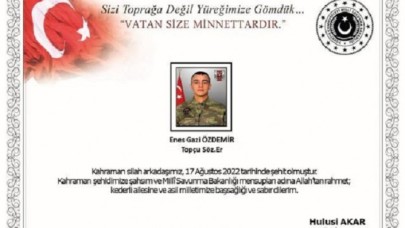 Şanlıurfa'dan bir acı haber daha! Sözleşmeli Er Enes Gazi Özdemir şehit düştü!