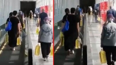 Türkiye için utanç verici görüntüler: Gürcüler,  Türkiye sınırına girip litre litre ayçiçek yağı götürdüler
