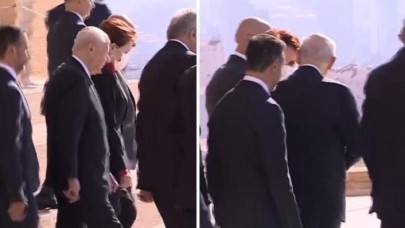 Anıtkabir ziyaretine damga vuran görüntü! Akşener ve Bahçeli böyle sohbet etti