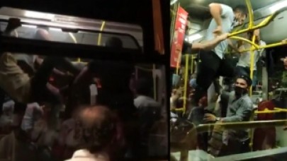 İstanbul'da otobüste maske kavgası: Tekmeler havada uçuştu!