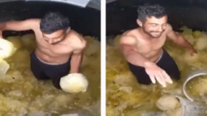 Yeni bir rezalet daha: Fabrika çalışanı turşu tankına çıplak ayakla girip oyun oynadı