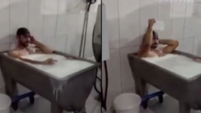 Konya'da süt fabrikasında skandal görüntüler: Kazanın içine girip banyo yaptı!