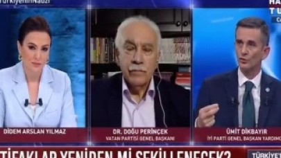 Canlı yayında gösterilen fotoğraflar Doğu Perinçek’i çileden çıkardı