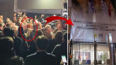 6'lı Masa toplantısı sonrası İYİ Parti genel merkezine gece saatlerinde asılan afiş dikkat çekti