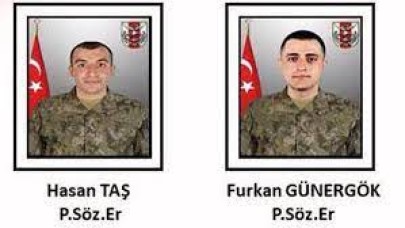 Acı haberler: Piyade Sözleşmeli Er Hasan Taş ve Furkan Günergök şehit oldu