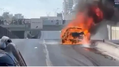 Arabasını bakımdan aldı! araba cayır cayır yandı