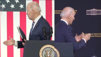 ABD Başkanı Joe Biden boşlukla kucaklaşıp selamlaştı