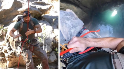 60 metrelik uçurumun ortasına kurduğu hamağın halatı kopunca fenomen ölümden döndü!