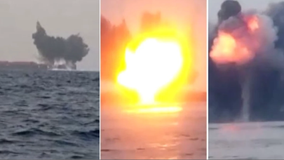 Dev Yunan gemisini suya gömdüler!