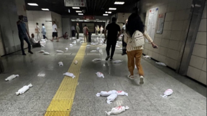 Marmaray’da 'Kanlı Bebek' maketleriyle protesto!