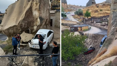 Kapadokya sele teslim oldu: Araçlar hasar gördü!