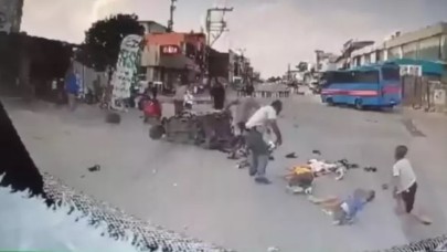 Küçük çocuğun kullandığı elektrikli bisiklete bir dolmuş çarptı