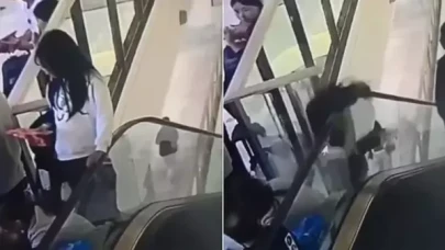 Yürüyen merdivenin korkuluğuna oturan kadın feci şekilde can verdi