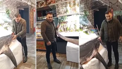 Nesli tehlike altındaki köpek balığını avladı!