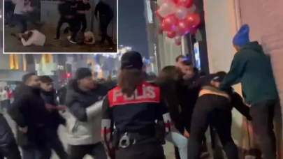 Taksim'de tekme ve yumruklar havada uçuştu